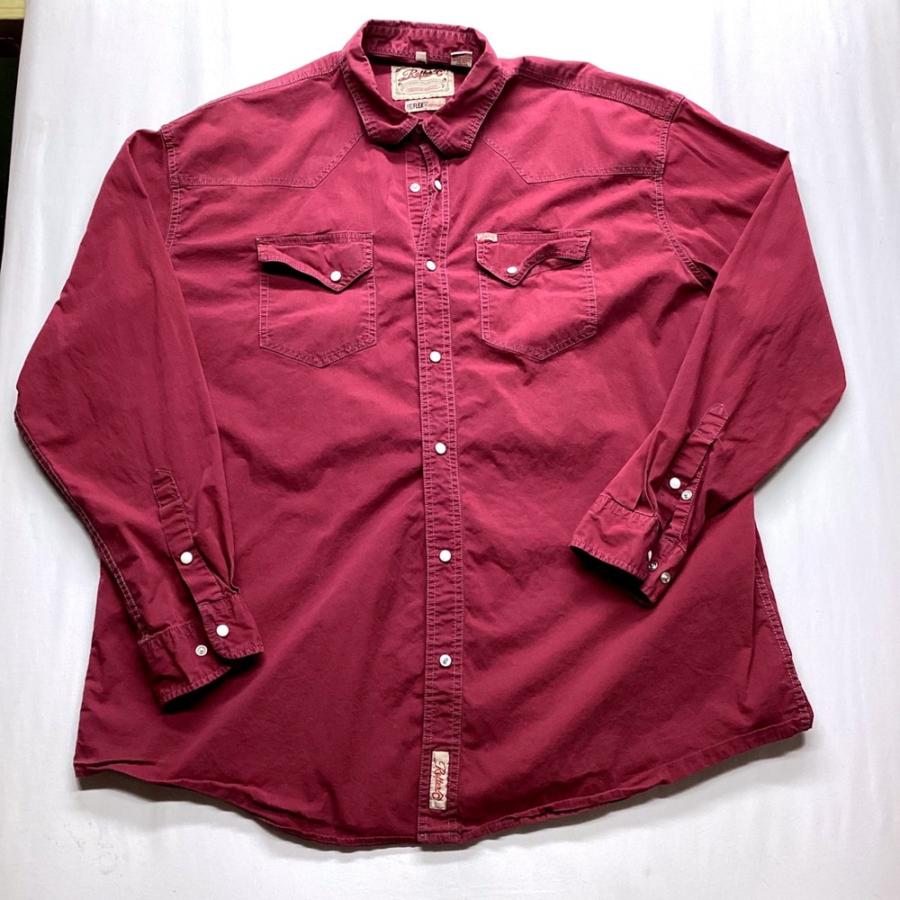 Rafter C Cowboy Collection Mens Burgundy Western Pearl Snap Shirt RC20007235